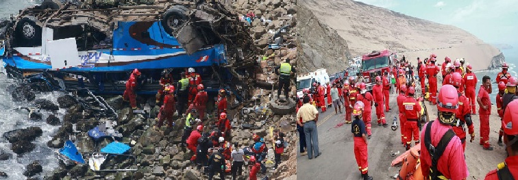 Bus plunges in a ditch In Peru