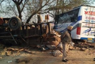 In Moga bus collides with truck