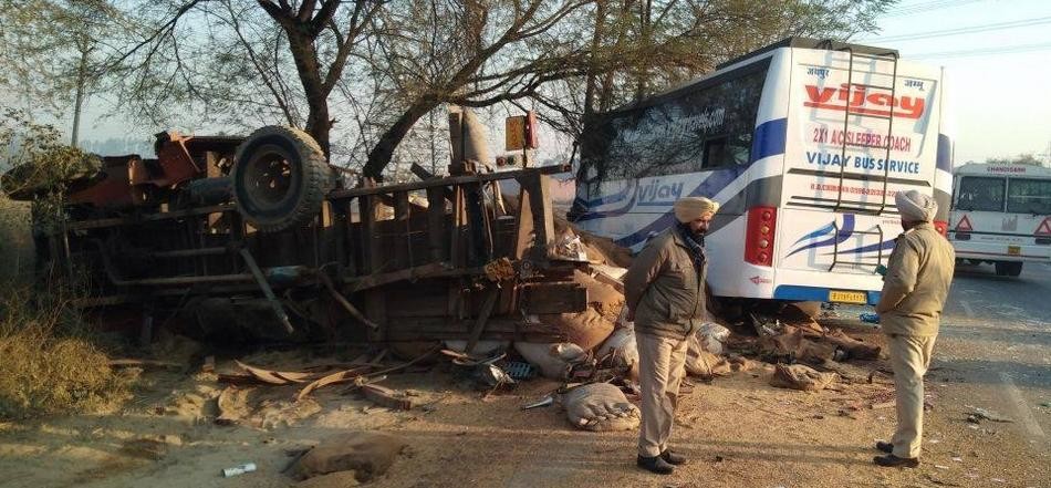 In Moga bus collides with truck