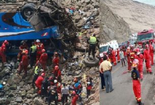 Bus plunges in a ditch In Peru